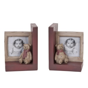 Opritor pentru carti cu rama foto "Bear Hug" (2x)12x11x15 cm, Clayre & Eef Opritor pentru carti cu rama foto "Bear Hug" (2x)12x11x15 cm, Clayre & Eef
