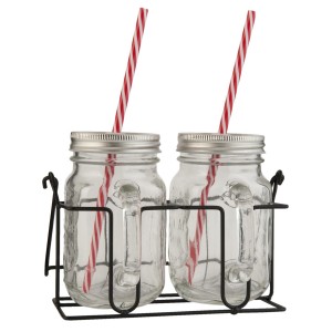 Set de cani cu pai 20*11*15 cm, Clayre & Eef Set de cani cu pai 20*11*15 cm, Clayre & Eef