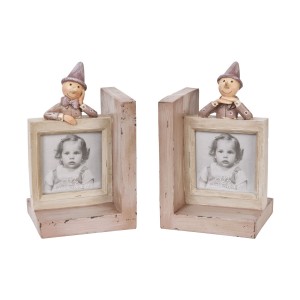 Opritor pentru carti cu rama foto "Pinocchio" (2x)11x10x19 cm, Clayre & Eef Opritor pentru carti cu rama foto "Pinocchio" (2x)11x10x19 cm, Clayre & Eef