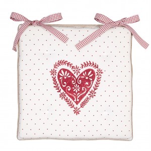 Perna pentru scaun cu umplutura din spuma "Beautiful Heart" 40x40 cm, Clayre & Eef Perna pentru scaun cu umplutura din spuma "Beautiful Heart" 40x40 cm, Clayre & Eef