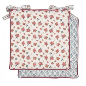 Perna pentru scaun cu umplutura din spuma "Rose and Bird" 40x40 cm, Clayre & Eef Perna pentru scaun cu umplutura din spuma "Rose and Bird" 40x40 cm, Clayre & Eef