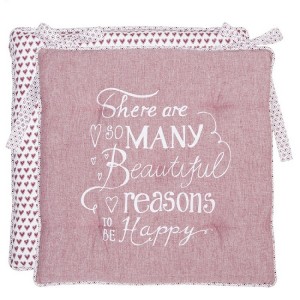 Perna pentru scaun cu umplutura din spuma "My Lovely Home" 40x40 cm, Clayre & Eef Perna pentru scaun cu umplutura din spuma "My Lovely Home" 40x40 cm, Clayre & Eef