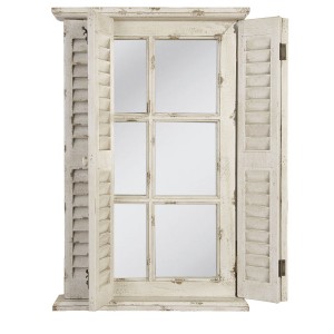 Oglinda cu obloane decorative "Rustic Window" 46x71cm, lemn alb, Clayre&Eef Oglinda cu obloane decorative "Rustic Window" 46x71cm, lemn alb, Clayre&Eef