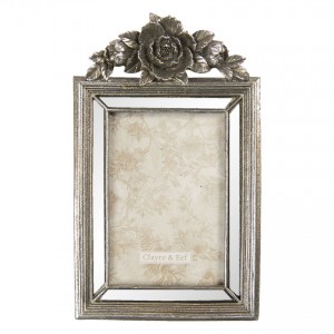 Rama foto argintie "Silver Peony" 15x25 cm / 10x15 cm, Clayre&Eef Rama foto argintie "Silver Peony" 15x25 cm / 10x15 cm, Clayre&Eef