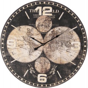 Ceas "The World-Black" Ø 60x5 cm, Clayre & Eef Ceas "The World-Black" Ø 60x5 cm, Clayre & Eef