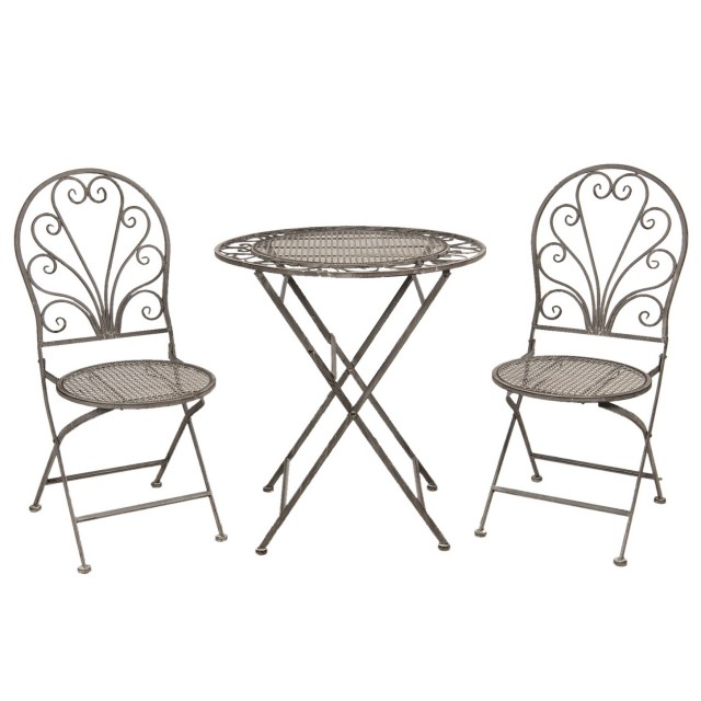 Set terasa sau gradina, masuta si 2 scaune pliabile, French Style, Clayre & Eef