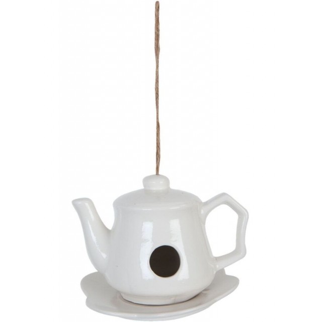 Casuta decorativa pentru pasari "Teapot" 17*15*12 cm, Clayre&Eef