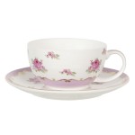Set ceainic si ceasca cu farfurie din portelan, pentru o persoana, Tea for One-Roses, Clayre&Eef