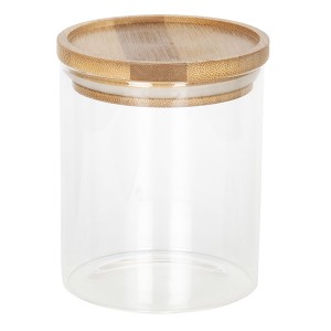 Borcan cu capac "Woody" Ø 8*10 cm, Clayre & Eef Borcan cu capac "Woody" Ø 8*10 cm, Clayre & Eef