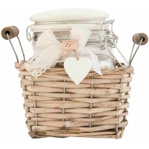 Borcan cu capac "Romantic basket" 13*13*14 cm / 0,65L, Clayre & Eef Borcan cu capac "Romantic basket" 13*13*14 cm / 0,65L, Clayre & Eef