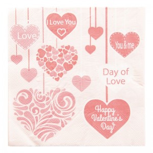 Servetele de masa "Red Hearts" 33*33 cm, Clayre & Eef Servetele de masa "Red Hearts" 33*33 cm, Clayre & Eef