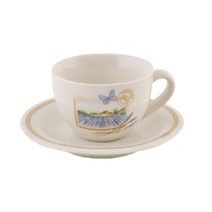 Ceasca cu farfurie pentru espresso "Lavande de Provence" 100ml, Clayre & Eef Ceasca cu farfurie pentru espresso "Lavande de Provence" 100ml, Clayre & Eef