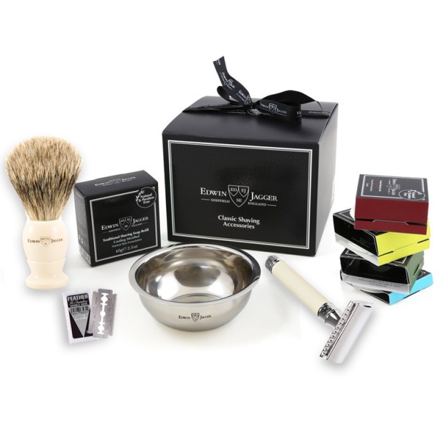 Edwin Jagger Set cadou pentru barbierit "My First Shaving Kit", White