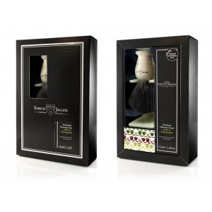 Edwin Jagger Set pamatuf din par sintetic, suport crem si crema de barbierit Limes & Pomegranate Edwin Jagger Set pamatuf din par sintetic, suport crem si crema de barbierit Limes & Pomegranate