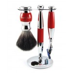 Edwin Jagger Set de barbierit 3 piese Fusion ProGlide Red S21M361CRF - Aparat Gillette Fusion ProGlide, Pamatuf Sintetic si Suport Cromat