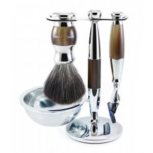 Edwin Jagger Set de barbierit 4 piese S21M362CRFB Fusion ProGlide, Light Horn Edwin Jagger Set de barbierit 4 piese S21M362CRFB Fusion ProGlide, Light Horn