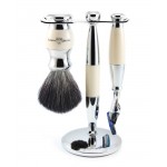 Edwin Jagger Set de barbierit 3 piese Fusion ProGlide Ivory S21M367CRF - Aparat Gillette Fusion ProGlide, Pamatuf Sintetic si Suport Cromat