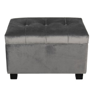 Taburet catifea gri cu spatiu de depozitare "Elis" 50*34*33 cm, Clayre & Eef Taburet catifea gri cu spatiu de depozitare "Elis" 50*34*33 cm, Clayre & Eef