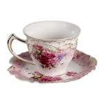 Ceasca cu farfurie "Pink Flowers", Clayre & Eef
