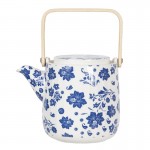 Ceainic cu infuzor 800 ml din ceramica cu model albastru si toarta Ceainic cu infuzor 800 ml din ceramica cu model albastru si toarta