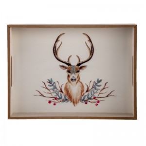 Tava din lemn cu manere 40*30*5 cm, Clayre&Eef Tava din lemn cu manere 40*30*5 cm, Clayre&Eef