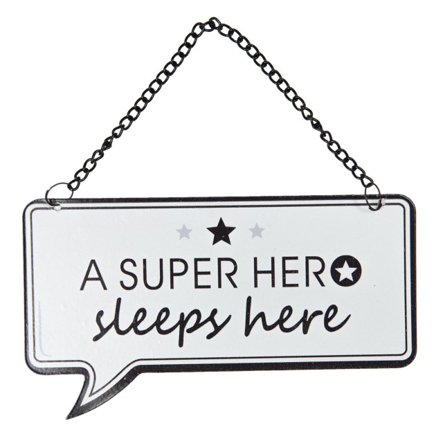 Tablou motivational "A Superhero Sleeps Here" 14x9 cm, Clayre & Eef