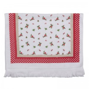 Prosop de bucatarie flausat 100% bumbac 40x66cm "Pink Roses", Clayre & Eef