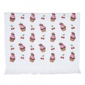 Prosop de bucatarie flausat "Cupcakes" 40x66 cm, Clayre & Eef Prosop de bucatarie flausat "Cupcakes" 40x66 cm, Clayre & Eef