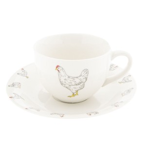 Ceasca cu farfurie "Little Chicken" 200ml, Clayre&Eef Ceasca cu farfurie "Little Chicken" 200ml, Clayre&Eef