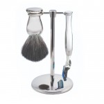 Edwin Jagger Set de barbierit 3 piese Fusion ProGlide Chrome S21M729CRF - Aparat Gillette Fusion ProGlide, Pamatuf Sintetic si Suport Cromat