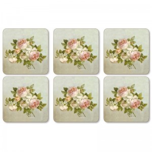 PIMPERNEL Antique Rose Set 6 Coasters 10.5 x 10.5cm PIMPERNEL Antique Rose Set 6 Coasters 10.5 x 10.5cm