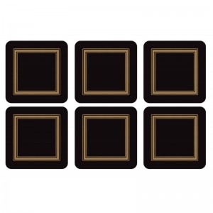 PIMPERNEL Clasic Black Set 6 Coasters 10.5 x 10.5cm PIMPERNEL Clasic Black Set 6 Coasters 10.5 x 10.5cm