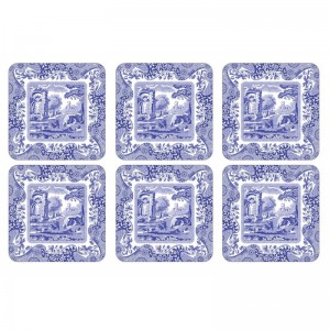 PIMPERNEL Blue Italian Set 6 Coasters 10.5 x 10.5cm PIMPERNEL Blue Italian Set 6 Coasters 10.5 x 10.5cm