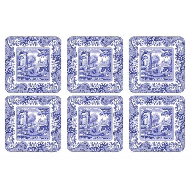 Pimpernel BLUE ITALIAN Set 6 Coasters 10.5 x 10.5cm