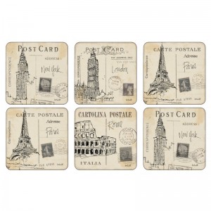 PIMPERNEL Postcard Sketches Set 6 Coasters 10.5 x 10.5cm PIMPERNEL Postcard Sketches Set 6 Coasters 10.5 x 10.5cm