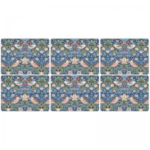 PIMPERNEL Strawberry Thief Blue Morris & CO Set 6 Placemats Medium 30.5 x 23cm PIMPERNEL Strawberry Thief Blue Morris & CO Set 6 Placemats Medium 30.5 x 23cm