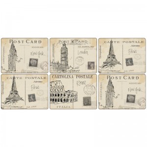 PIMPERNEL Postcard Sketches Set 6 Placemats Medium 30.5 x 23cm