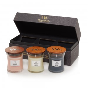 Set Cadou 3 Lumanari Borcan Mini "Floral", Woodwick Set Cadou 3 Lumanari Borcan Mini "Floral", Woodwick