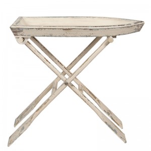 Masuta decorativa  alb albastru, antichizat, model barca cu vasle "Boat" 70*39*64 cm, Clayre&Eef Masuta decorativa  alb albastru, antichizat, model barca cu vasle "Boat" 70*39*64 cm, Clayre&Eef