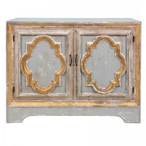 Dulap cu 2 usi model antichizat gri auriu 120x38x91 cm, Clayre&Eef Dulap cu 2 usi model antichizat gri auriu 120x38x91 cm, Clayre&Eef