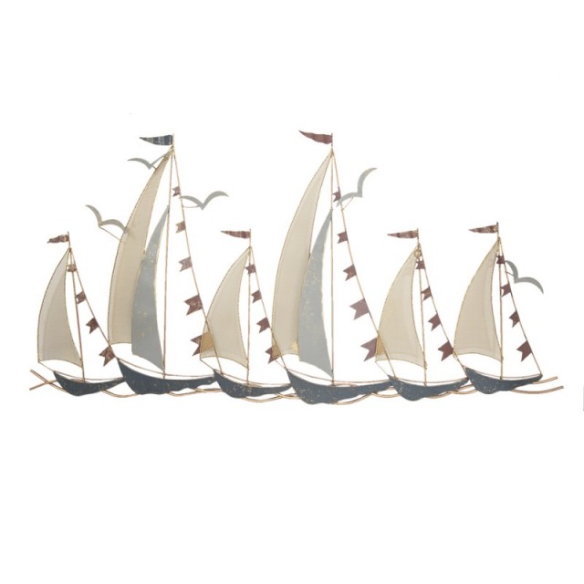 Decoratiune pentru perete decor marin "Sailing Boats" 131*4*64 cm, Clayre&Eef