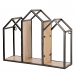 Suport de perete metalic cu rafturi din lemn 46x14x36 cm Suport de perete metalic cu rafturi din lemn 46x14x36 cm