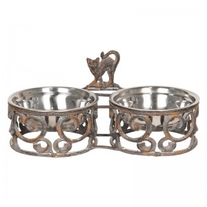 Set 2 boluri pentru hrana animale 35*16*15 cm / 2*750 ml, Clayre&Eef Set 2 boluri pentru hrana animale 35*16*15 cm / 2*750 ml, Clayre&Eef