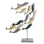 Decoratiune cu design marin albastru, auriu, bej "Sea Fish" 44*9*53 cm, Clayre&Eef