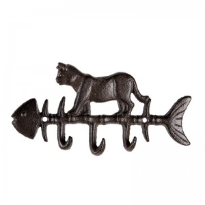 Cuier cu 3 agatatoare "Fish&Cat" 20*2*10 cm, Clayre&Eef Cuier cu 3 agatatoare "Fish&Cat" 20*2*10 cm, Clayre&Eef