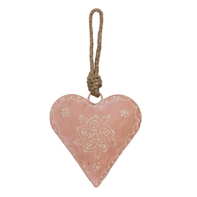 Decoratiune de agatat Pink Heart 10*3*10 cm, Clayre&Eef