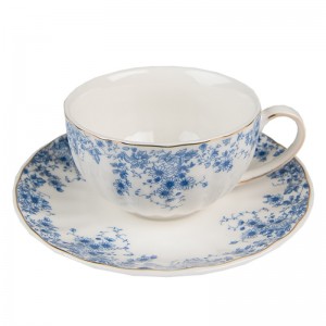 Ceasca cu farfurioara Blue Flowers 12*9*5 cm / Ø 15*2 cm / 200ml Ceasca cu farfurioara Blue Flowers 12*9*5 cm / Ø 15*2 cm / 200ml