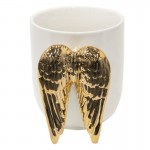 Cana din ceramica "Wings" alb auriu, Clayre & Eef 