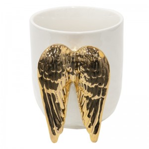 Cana din ceramica "Wings" alb auriu, Clayre & Eef  Cana din ceramica "Wings" alb auriu, Clayre & Eef