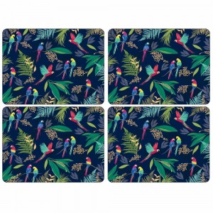 PIMPERNEL Sara Miller Chelsea - Parrot Set 4 Placemats Medium 30.5 x 23cm PIMPERNEL Sara Miller Chelsea - Parrot Set 4 Placemats Medium 30.5 x 23cm
